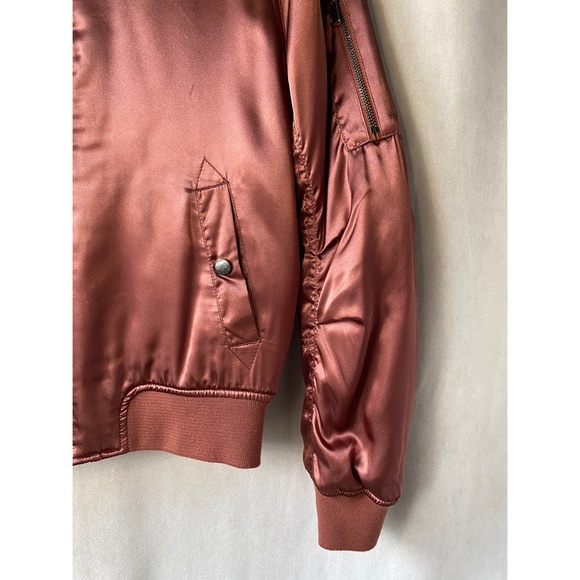 Topshop Rose/Rust Sheen Bomber - Picture 2 of 8